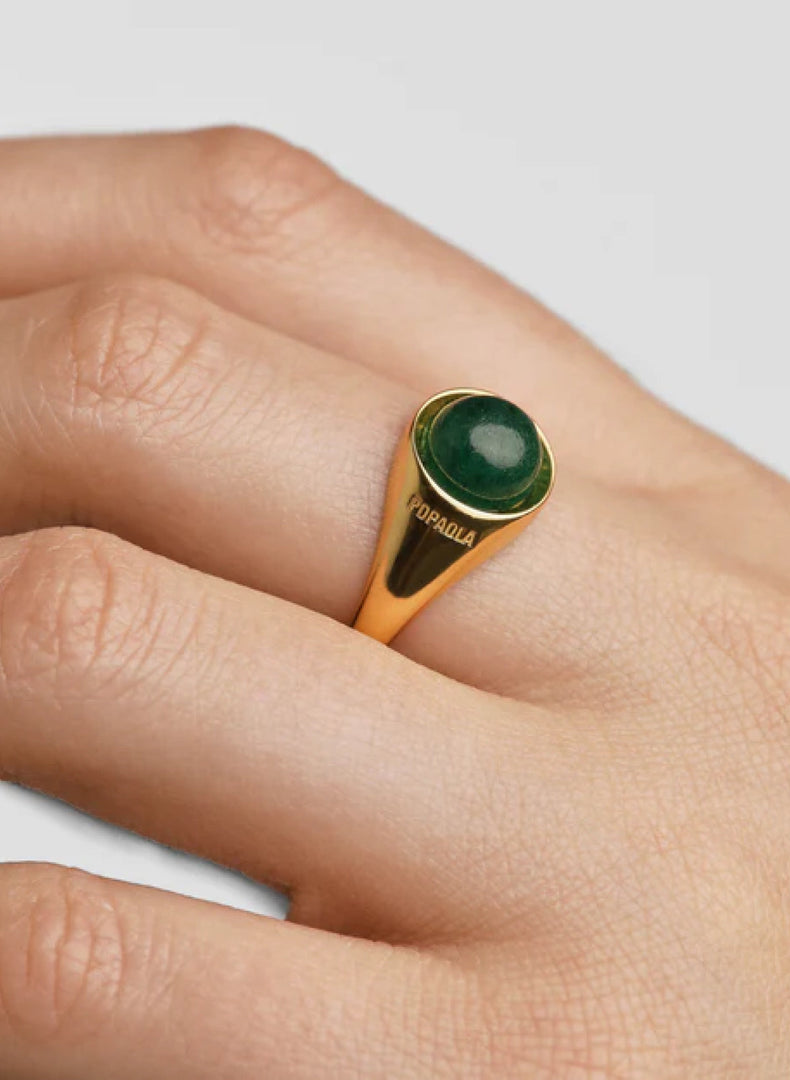 XGreen Aventurine Moon Ring