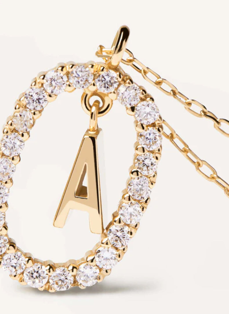 XDiamonds and Gold Letter A Necklace